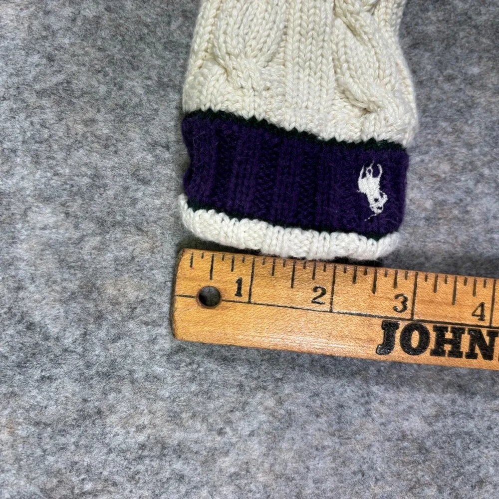 VTG Ralph Lauren Cable Knit Mittens‎ Gloves Cream Navy Logo Cotton Toddler Kids